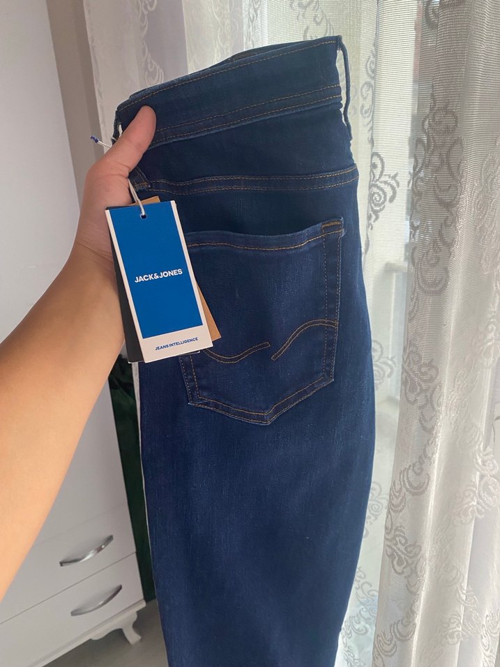 Düğmeli Koyu Mavi Erkek Kot Pantolon - Görsel 2