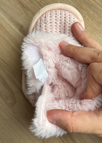 Kızlar için Pembe Örgü Sıcak Terlik - Görsel 3