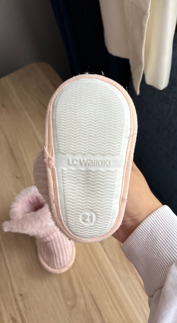 Kızlar için Pembe Örgü Sıcak Terlik - Görsel 2