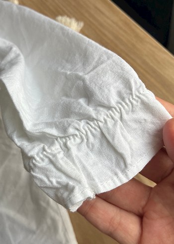 Kız Çocuk Beyaz Pamuklu Dantelli Gömlek - Görsel 4