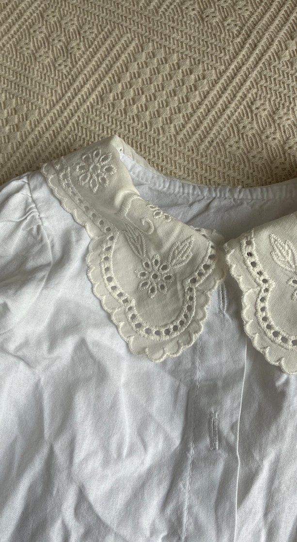 Kız Çocuk Beyaz Pamuklu Dantelli Gömlek - Görsel 2