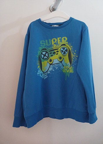 Düğmeli Mavi Erkek Sweatshirt