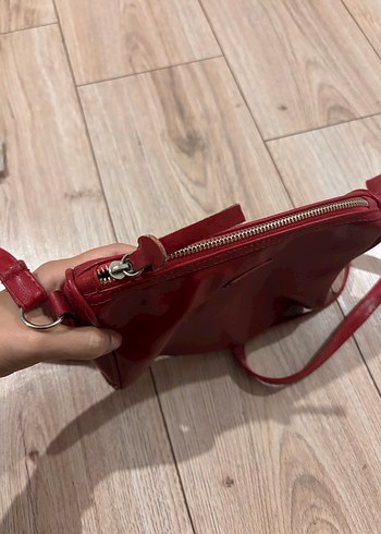 Kırmızı Deri Kadın Çanta - Görsel 4