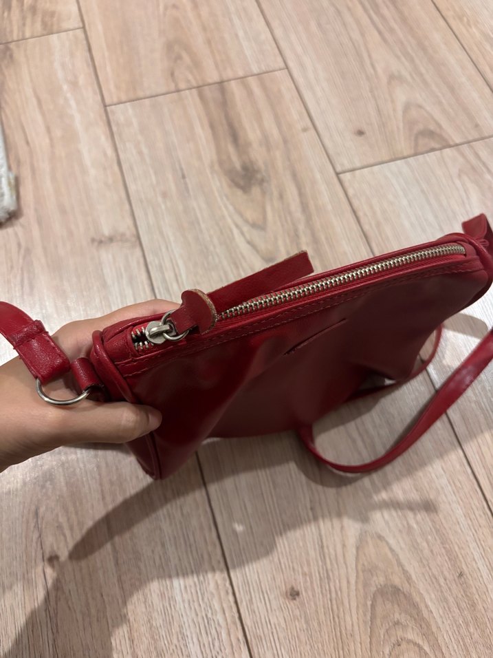 Kırmızı Deri Kadın Çanta - Görsel 4