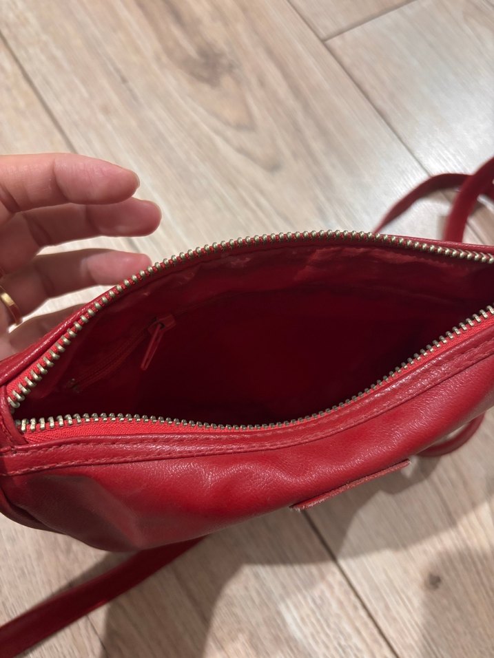 Kırmızı Deri Kadın Çanta - Görsel 5