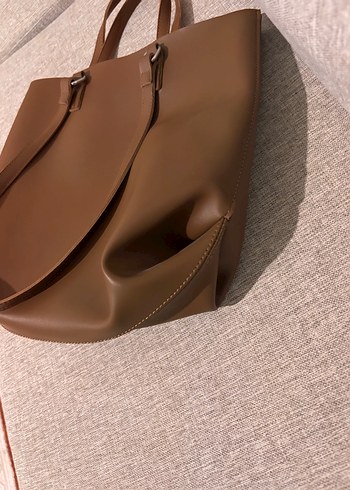 Kahverengi Minimalist Deri Kadın Çanta - Görsel 4