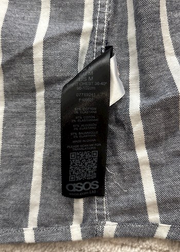 Gri Çizgili Uzun Kollu Keten Gömlek - Görsel 3