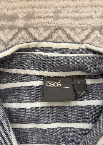 Gri Çizgili Uzun Kollu Keten Gömlek - Görsel 2