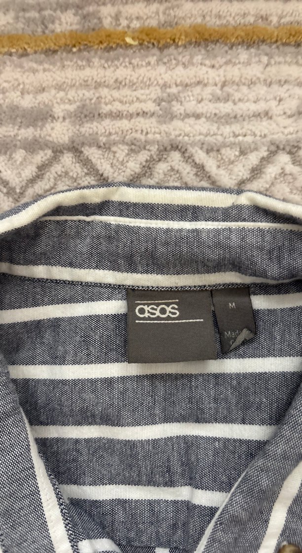 Gri Çizgili Uzun Kollu Keten Gömlek - Görsel 2