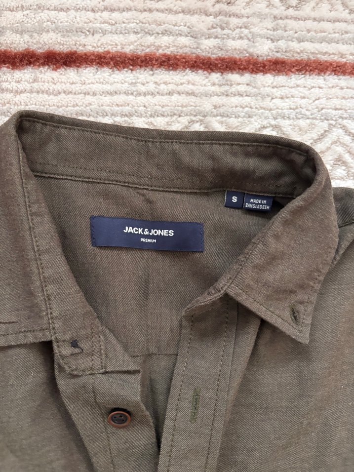 Düğmeli Kahverengi Uzun Kollu Erkek Keten Gömlek - Görsel 2