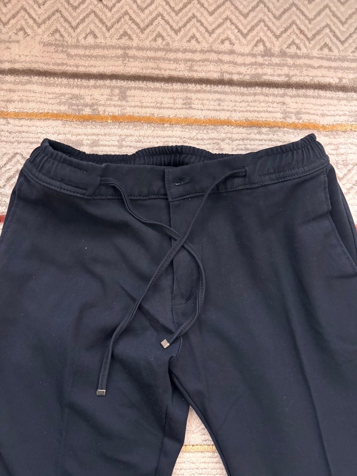 Kemerli Lacivert Kadın Kumaş Pantolon - Görsel 2