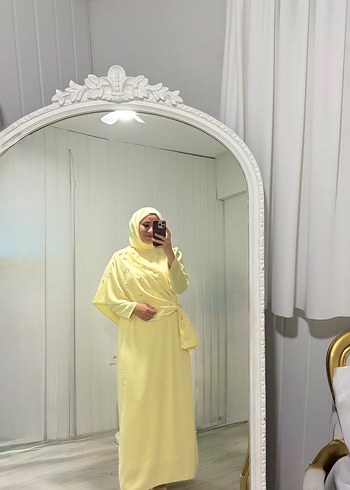 Diğer Pastel Sari Tesettur Elbise Rahat Ve Sik