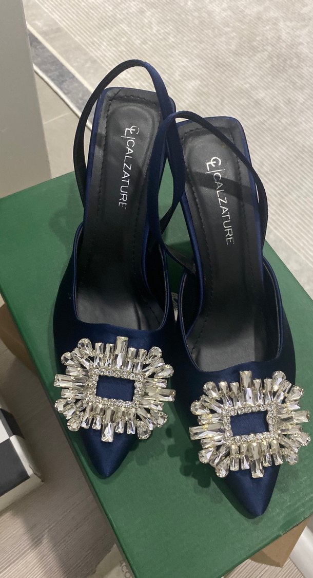 Lacivert Tokalı Topuklu Abiye Ayakkabı - Görsel 2