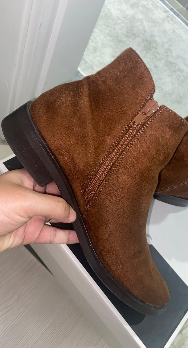 Kahverengi Süet Topuklu Kadın Bot - Görsel 5