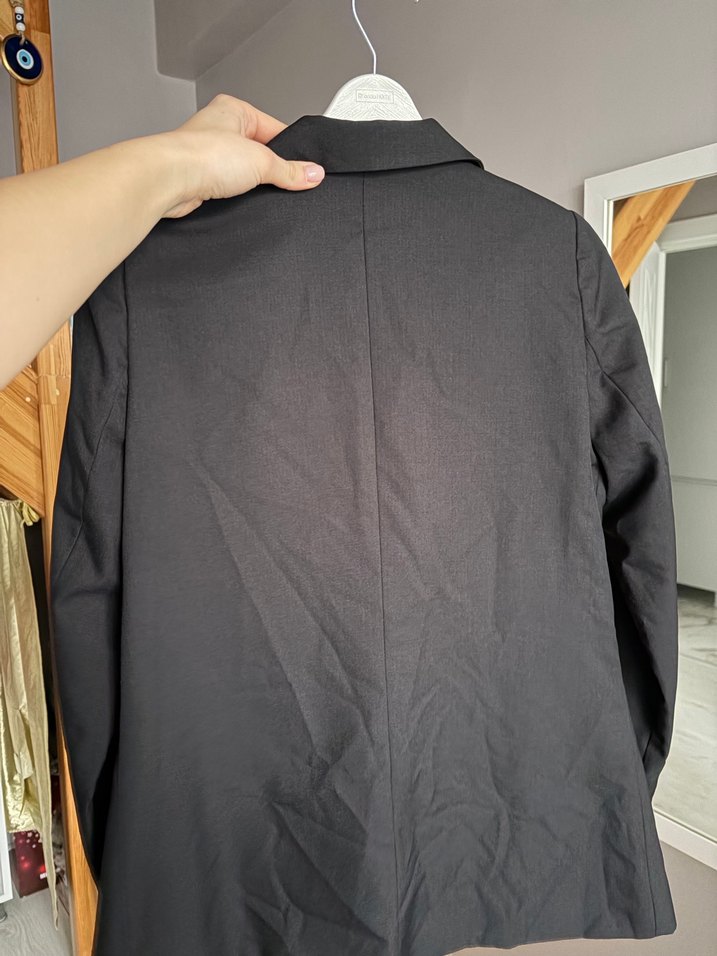 Düğmeli Siyah Kadın Blazer Ceket - Görsel 2