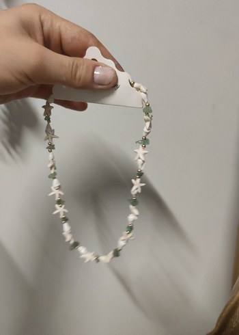 swarovski Beyaz Boncuklu Mini Bohem Kolye