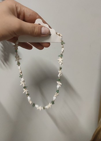 Beyaz Boncuklu Mini Bohem Kolye
