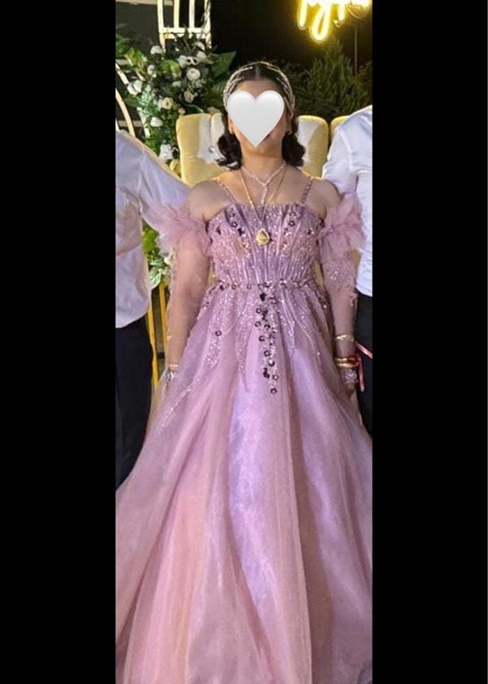 Gül kurusu Işıltılı Abiye Nişan Elbisesi - Görsel 5