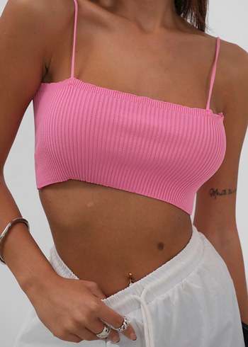 İnce Askılı Crop Top - Görsel 5