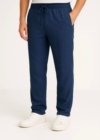 Keten Pantolon  Cepli, Beli Lastikli ve Bağcıklı - Görsel 4