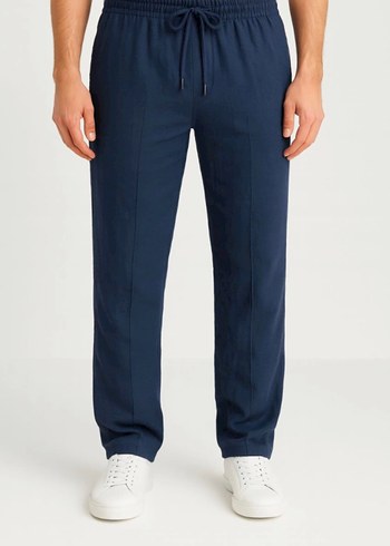 Keten Pantolon  Cepli, Beli Lastikli ve Bağcıklı - Görsel 2