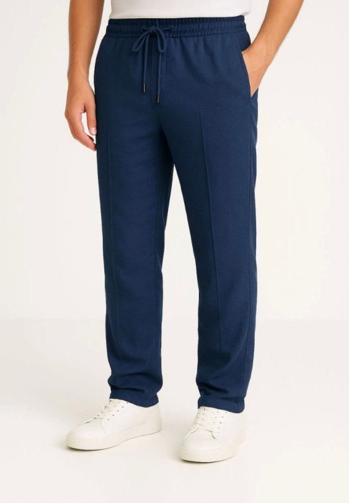 Keten Pantolon  Cepli, Beli Lastikli ve Bağcıklı - Görsel 4