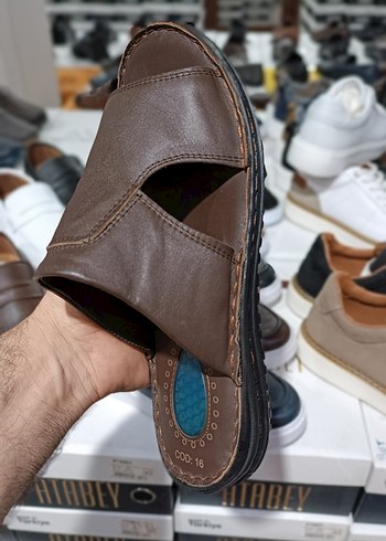 Kahverengi hakiki Deri Erkek Terlik YENİ ETİKETLİ - Görsel 6