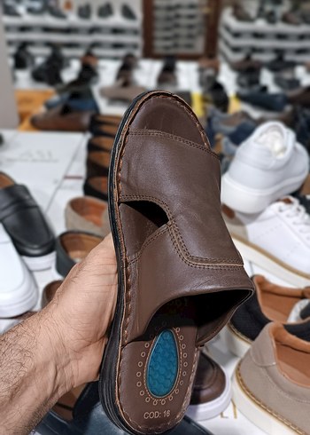 Kahverengi hakiki Deri Erkek Terlik YENİ ETİKETLİ - Görsel 4