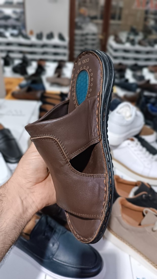 Kahverengi hakiki Deri Erkek Terlik YENİ ETİKETLİ - Görsel 3