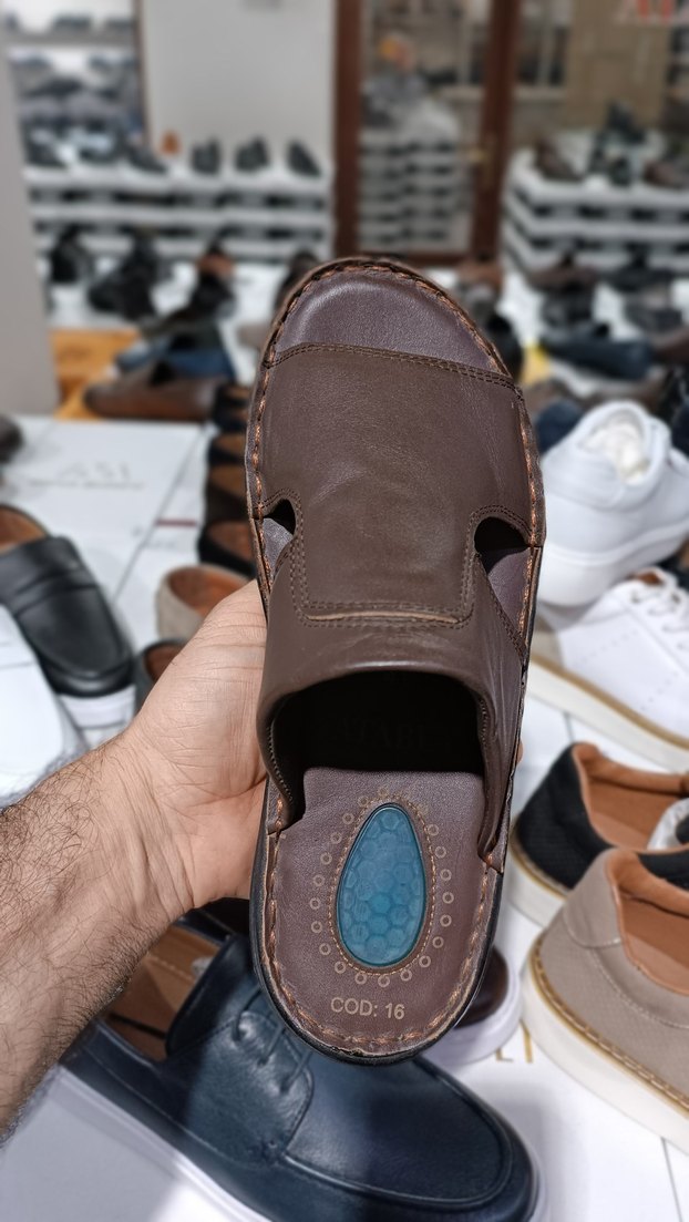 Kahverengi hakiki Deri Erkek Terlik YENİ ETİKETLİ - Görsel 5