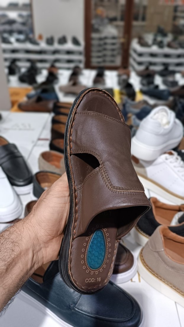 Kahverengi hakiki Deri Erkek Terlik YENİ ETİKETLİ - Görsel 4