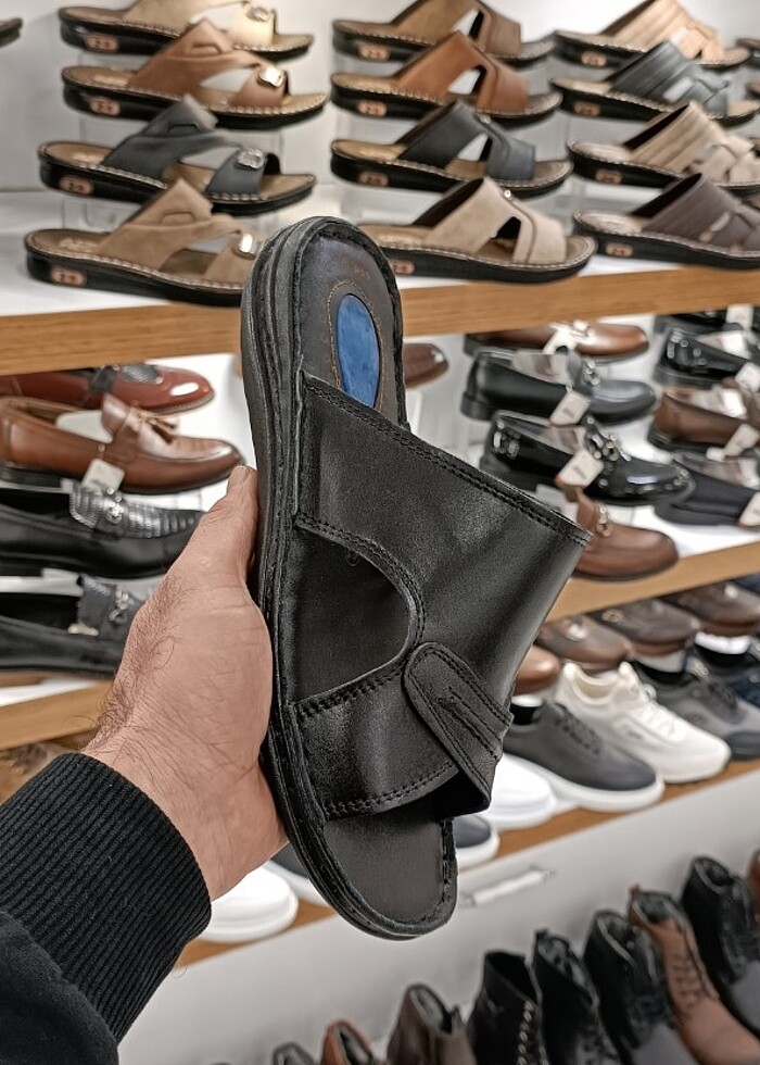 İçi dışı hakiki deri erkek terlik  - Görsel 2