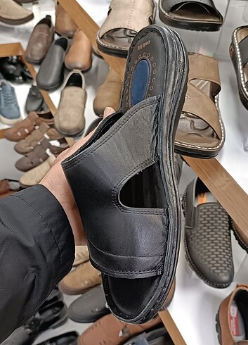 İçi dışı hakiki deri erkek terlik YENİ ETİKETLİ - Görsel 2