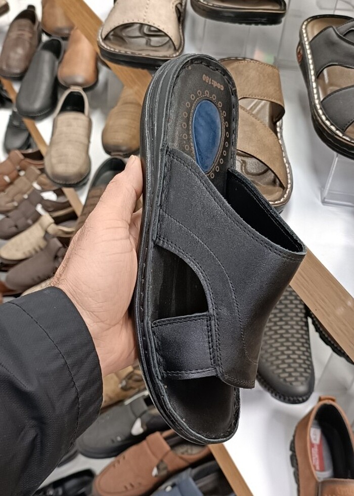 İçi dışı hakiki deri erkek terlik YENİ ETİKETLİ - Görsel 3