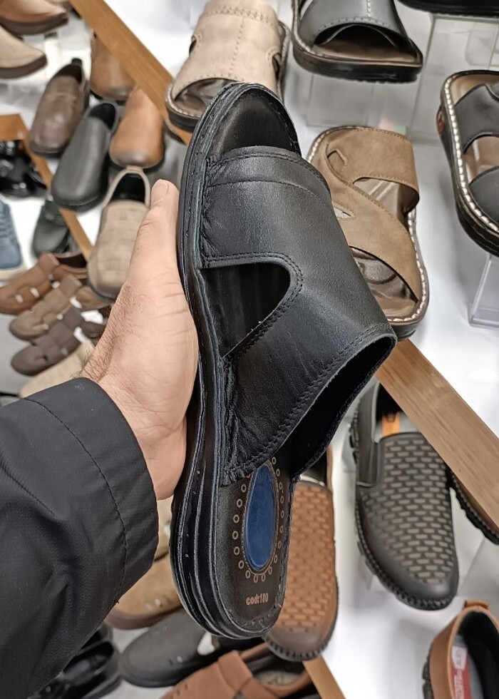 İçi dışı hakiki deri erkek terlik YENİ ETİKETLİ - Görsel 5