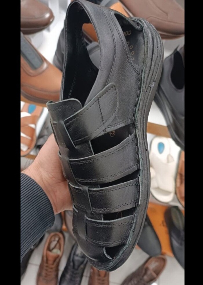 İçi dışı hakiki deri erkek sandalet YENİ ETİKETLİ - Görsel 2