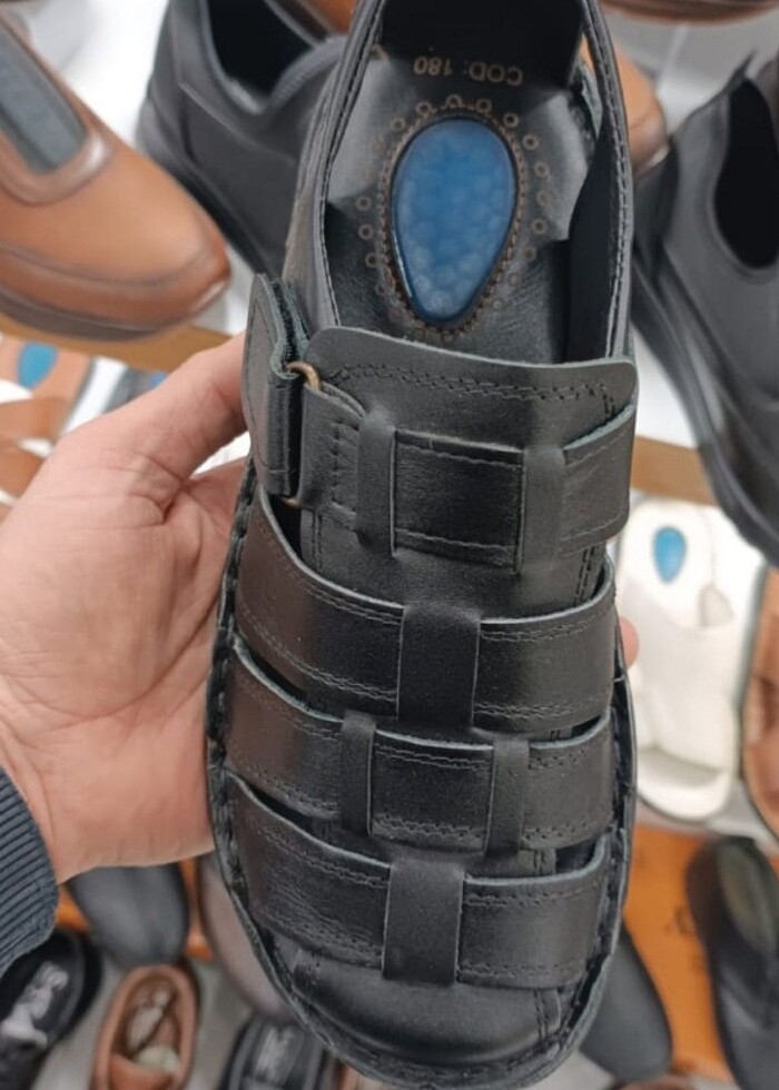 İçi dışı hakiki deri erkek sandalet YENİ ETİKETLİ - Görsel 3