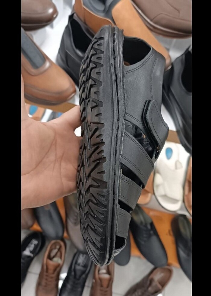 İçi dışı hakiki deri erkek sandalet YENİ ETİKETLİ - Görsel 4