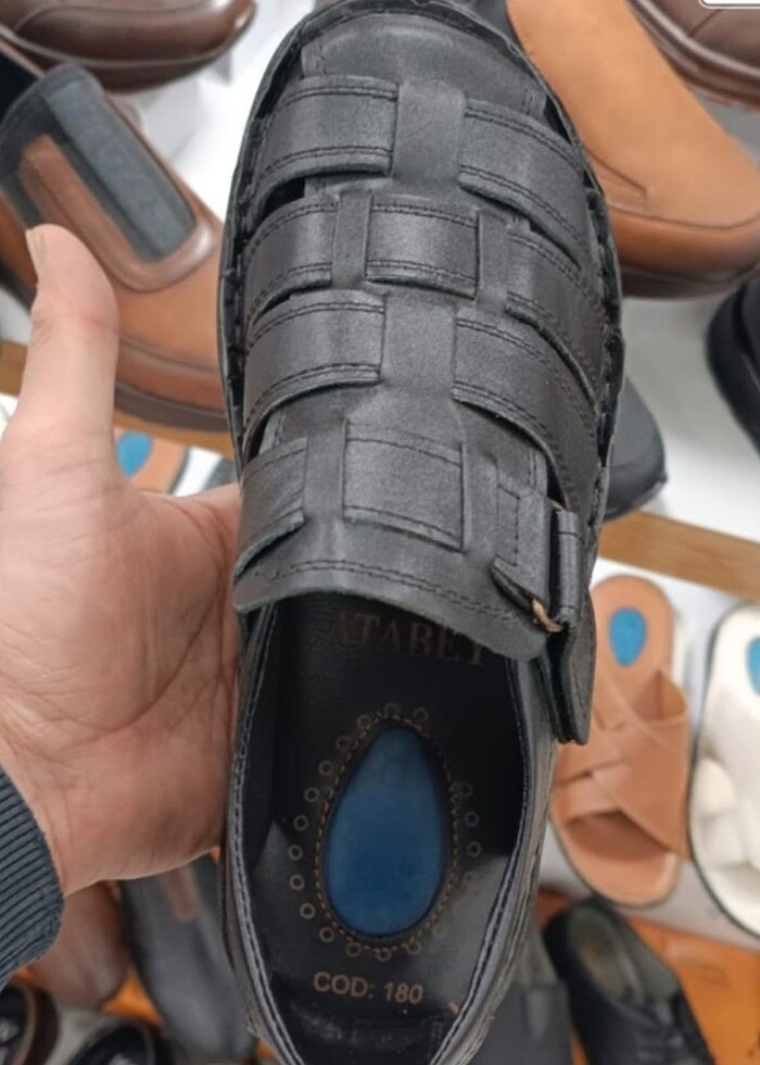 İçi dışı hakiki deri erkek sandalet YENİ ETİKETLİ - Görsel 5