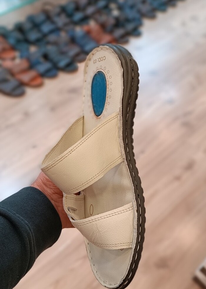 İçi dışı hakiki deri erkek terlik YENİ  - Görsel 2