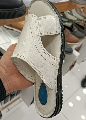 İçi dışı hakiki deri erkek terlik YENİ ETİKETLİ BEJ  - Görsel 3