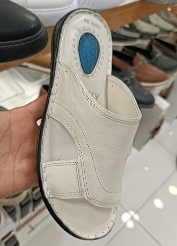 İçi dışı hakiki deri erkek terlik YENİ ETİKETLİ BEJ  - Görsel 6