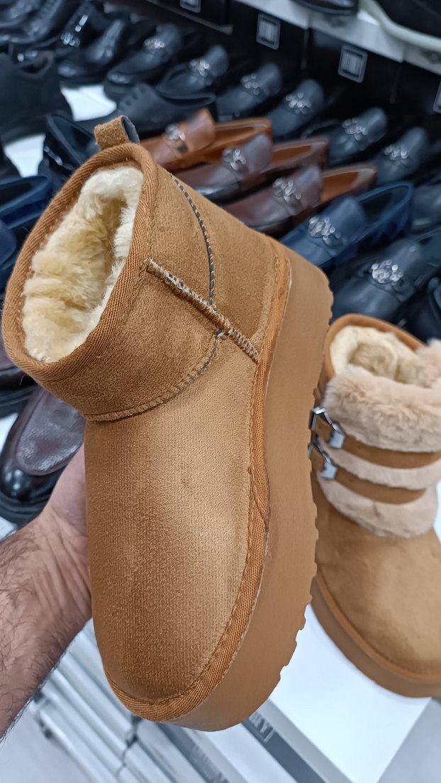 Kürklü Taba Süet ultra mini Bot UGG Yeni ürün - Görsel 3