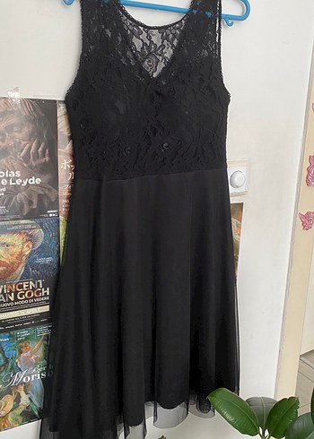 Dantel Detaylı Siyah abiye elbise - Görsel 4