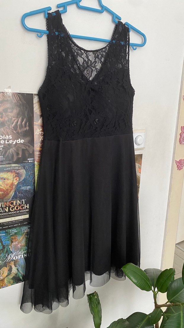 Dantel Detaylı Siyah abiye elbise - Görsel 4