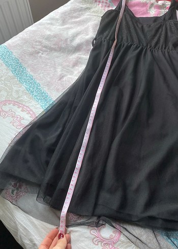 Siyah tül elbise - Görsel 4