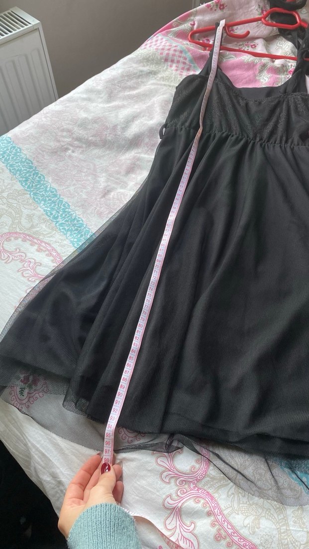 Siyah tül elbise - Görsel 4