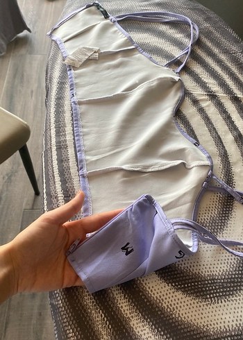 Mor Dantel Detaylı Straplez Midi Büstiyer - Görsel 4