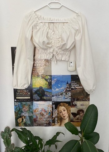 Büzgülü beyaz Mini Uzun Kollu Büstiyer - Görsel 2