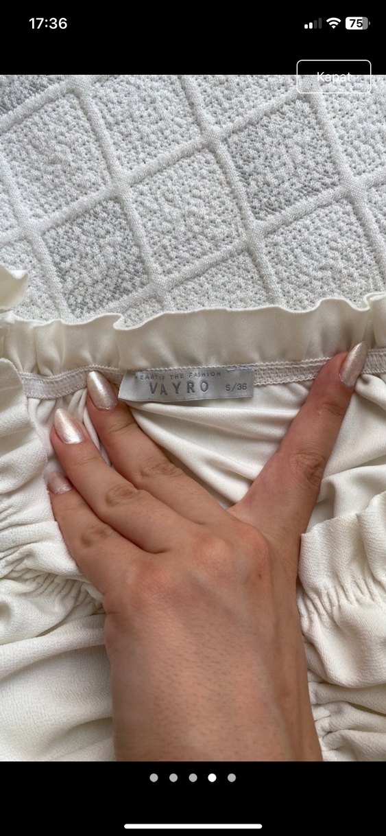 Büzgülü beyaz Mini Uzun Kollu Büstiyer - Görsel 5